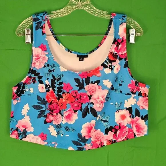 NWT Torrid Womens Blue Floral Mini Scuba Skater Skirt Set 1X - Picture 4 of 6